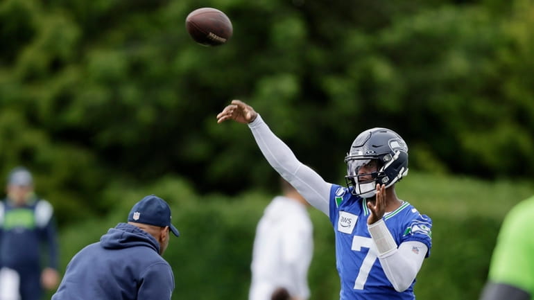 Seattle Seahawks quarterback Geno Smith throws a pass during an...