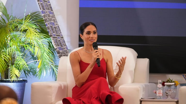 Meghan, the Duchess of Sussex, speaks at an event in...