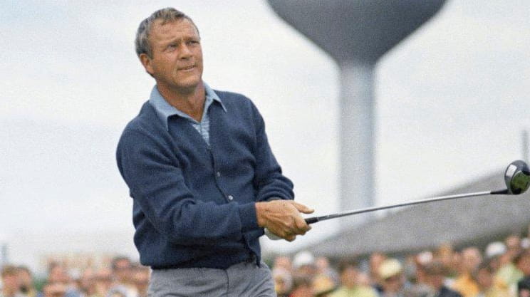 Photo shows Arnold Palmer in action at the U.S. open...