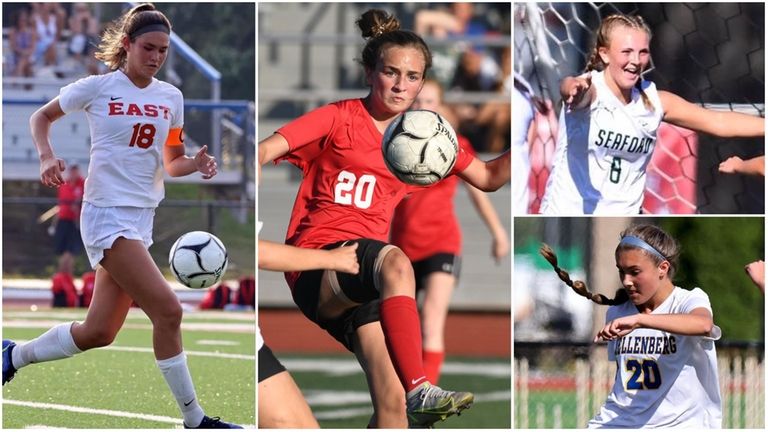 (From left) Olivia Bozzo of Smithtown East, Lauren Black of Floral...