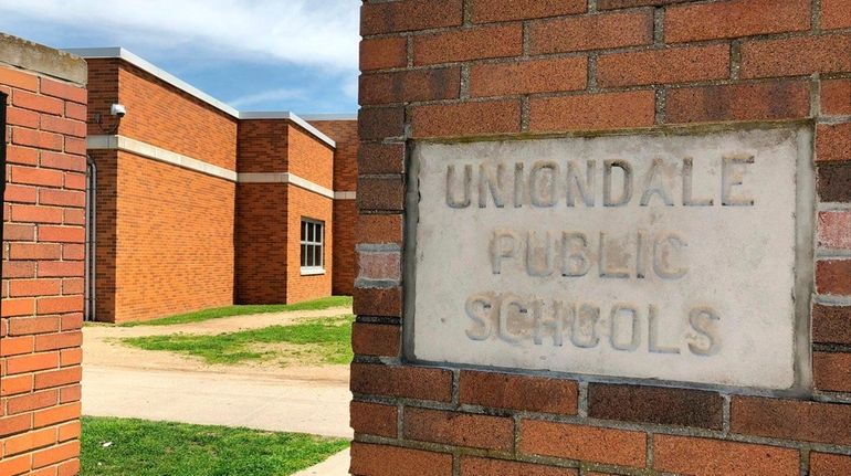 The entrance to Uniondale High School on Monday.