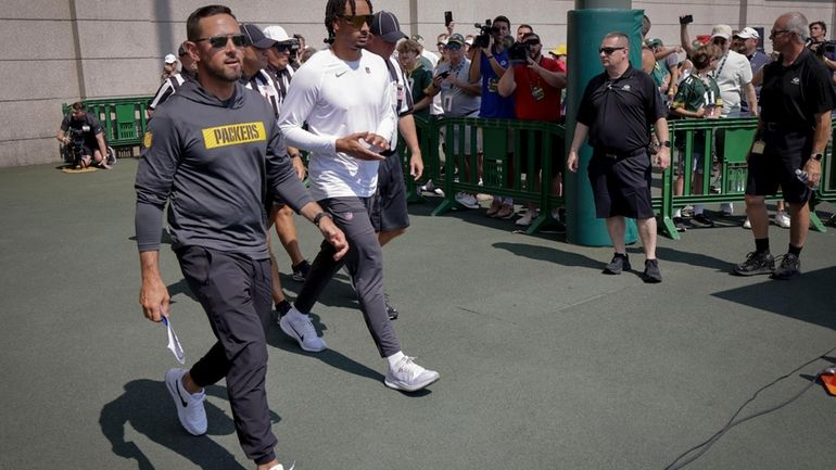 Green Bay Packers' head coach Matt LaFleur and quarterback Jordan...