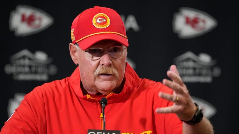 Kansas City Chiefs head coach Andy Reid speaks during a...