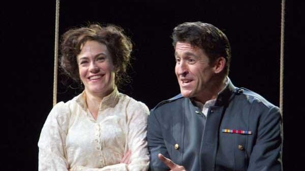 Maggie Siff and Jonathan Cake in "Much Ado About Nothing."
