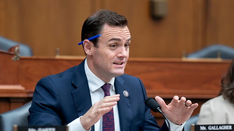 Rep. Mike Gallagher, R-Wis., speaks during a hearing at the...
