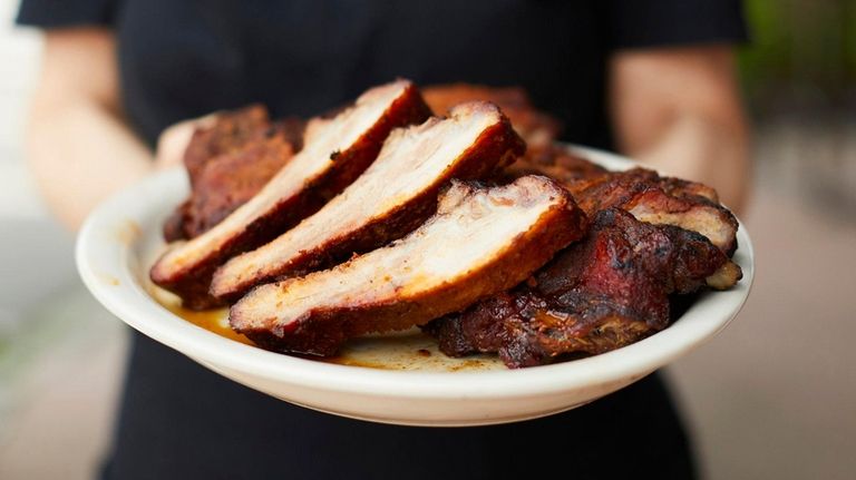 A full rack of ribs at Laura's BBQ in Glen Cove.