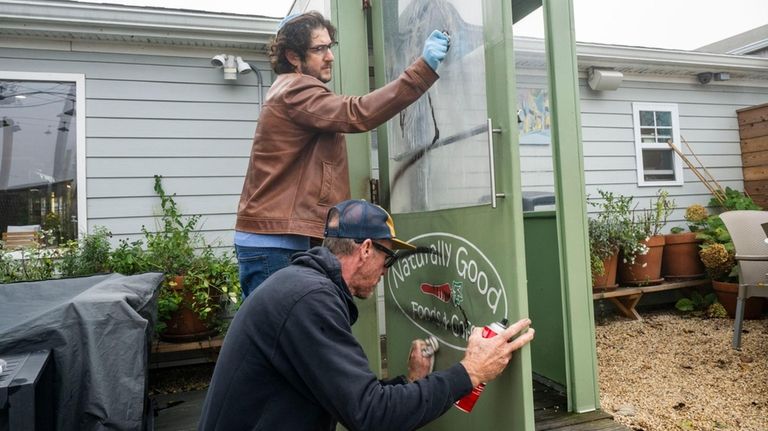 Rabbi Josh Franklin of the Jewish Center of the Hamptons, left,...