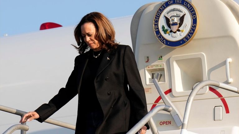 Democratic presidential nominee Vice President Kamala Harris arrives on Air...