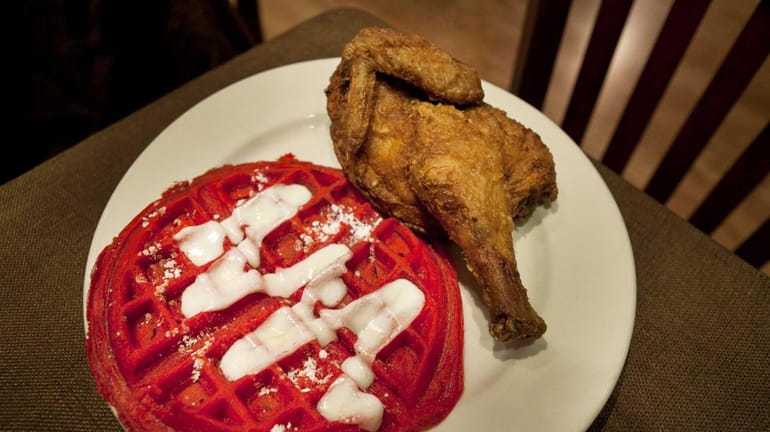 Chef Toni Clifton's delectable fried chicken and red velvet waffles...