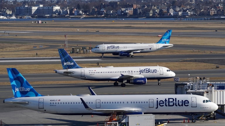 Passenger jets on the tarmac at Logan International Airport, Jan....