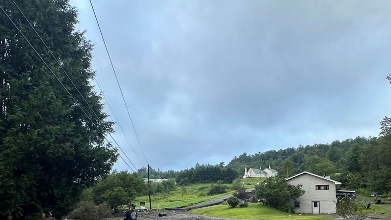 Damage from flash floods are seen on Tuesday, July 30,...