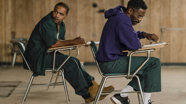 This image released by A24 shows Colman Domingo, right, and...