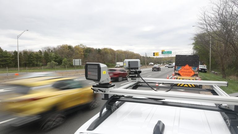 Speed cameras along the eastbound Long Island Expressway in April....