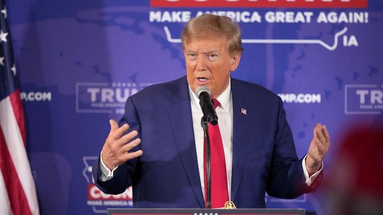 Former President Donald Trump speaks during a Commit to Caucus...