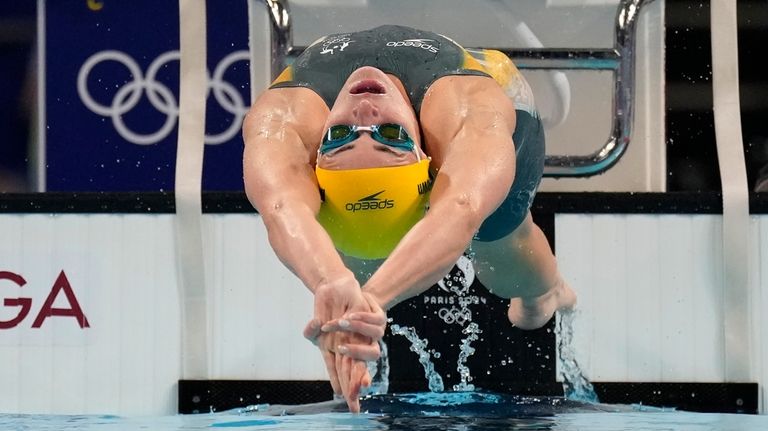 Kaylee McKeown of Australia, competes in the women's 200-meter backstroke...