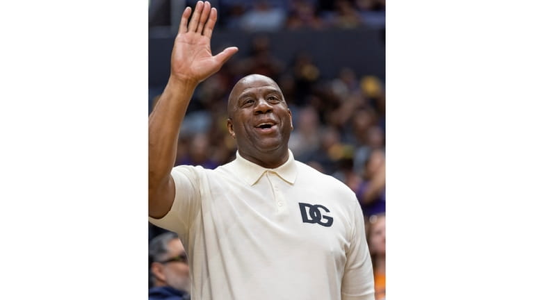 NBA Hall of Fame player Irvin Magic Johnson attends a...