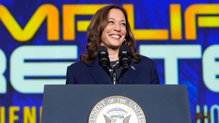 Vice President Kamala Harris delivers remarks at a Sigma Gamma...