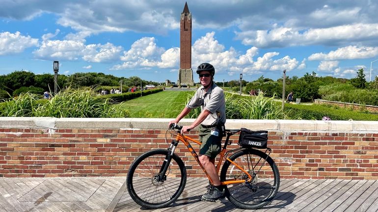 Pat Mullooly, on the central mall boardwalk at Jones Beach...