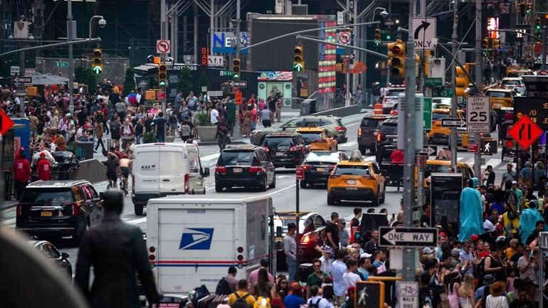 Traffic in midtown Manhattan on June 17. The new congestion...