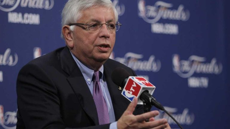 NBA Commissioner David Stern speaks prior to the start of...