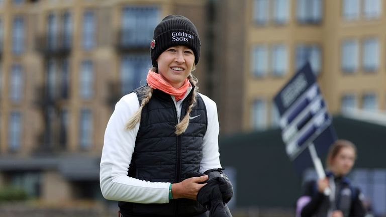 United States' Nelly Korda leaves the 3rd tee during the...