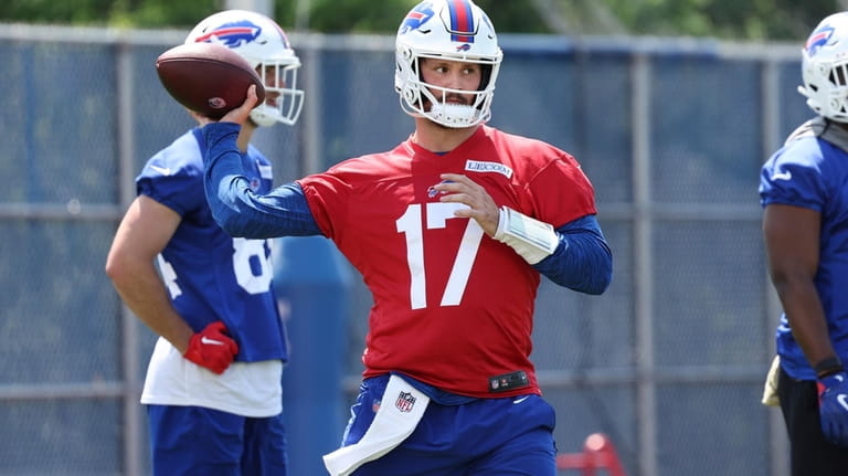 Buffalo Bills quarterback Josh Allen (17) looks to pass during...