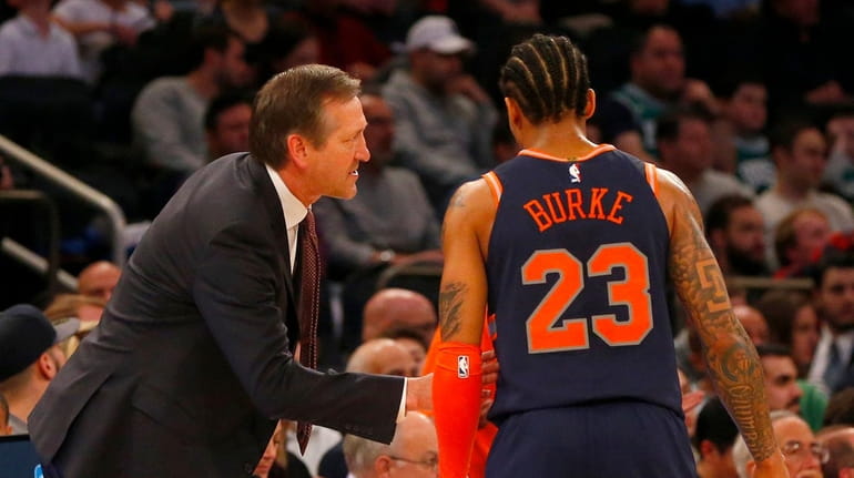 Head coach Jeff Hornacek of the New York Knicks talks...