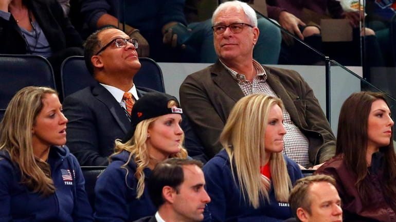 Phil Jackson watches the Knicks play against the Los Angeles...