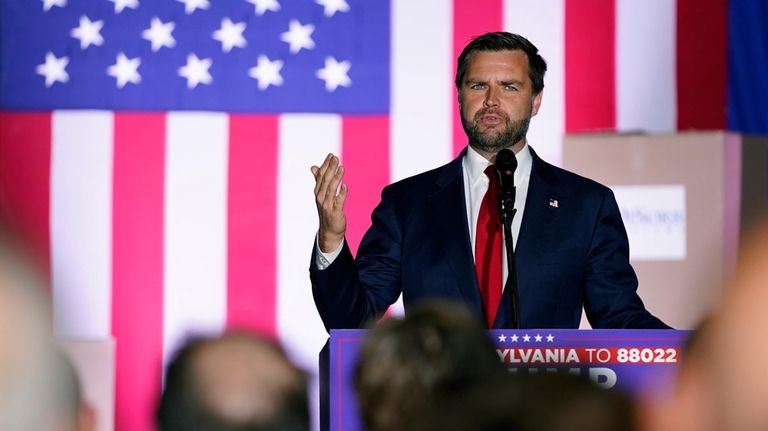 Republican vice presidential nominee Sen. JD Vance, R-Ohio, speaks at...