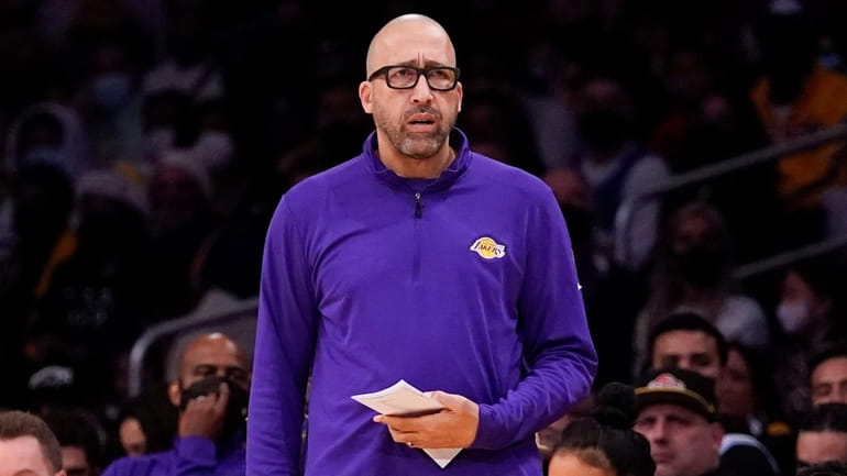 Then-Lakers assistant coach David Fizdale stands on the sideline during...