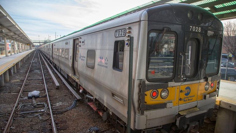 A train at the Port Washington LIRR station.