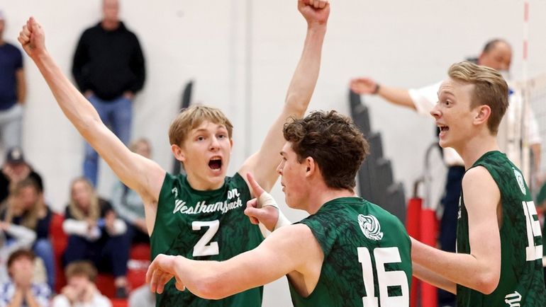 Westhampton right side Casey Sidor (2), Will Jankowski (16), and...