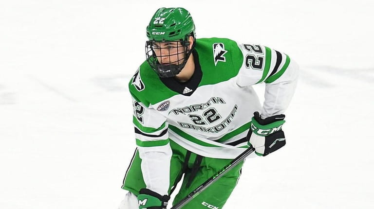 Shane Pinto appears for the University of North Dakota.