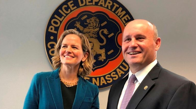 Nassau County Executive Laura Curran with acting Police Commissioner Patrick...