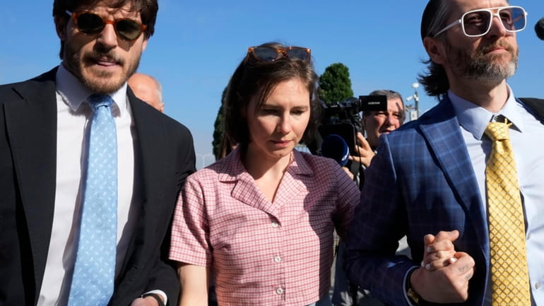 Amanda Knox arrives at the Florence courtroom in Florence, Italy,...