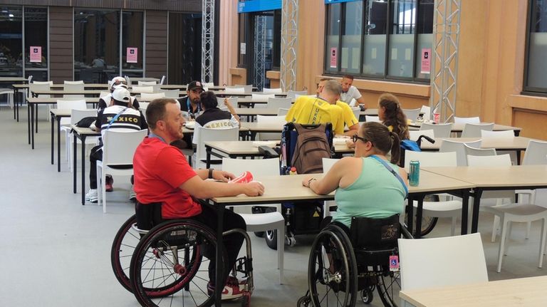 A room of the dining hall of the Paralympic village,...