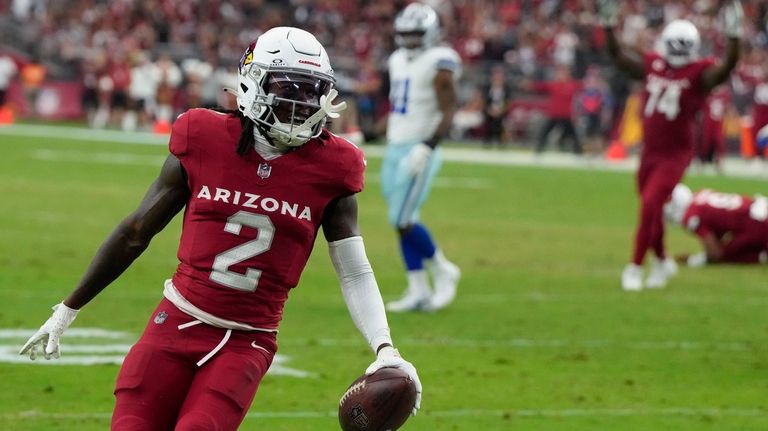 Arizona Cardinals wide receiver Marquise Brown (2) celebrates his touchdown...