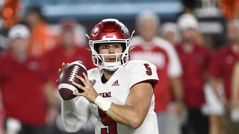 Miami of Ohio quarterback Brett Gabbert during an NCAA football...