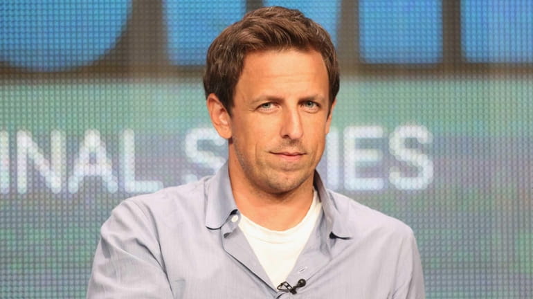 Writer and actor Seth Meyers talks to television critics Wednesday...