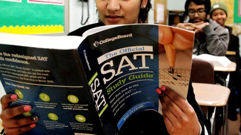 Malverne students take a prep course for the redesigned SAT...