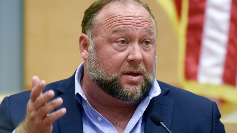 Conspiracy theorist Alex Jones takes the witness stand to testify...