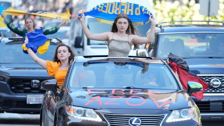 Ukrainian supporters protest downtown prior to the start of the...