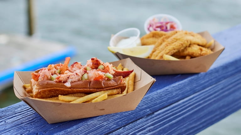 The lobster roll and fried flounder platter at Butler's Flat...