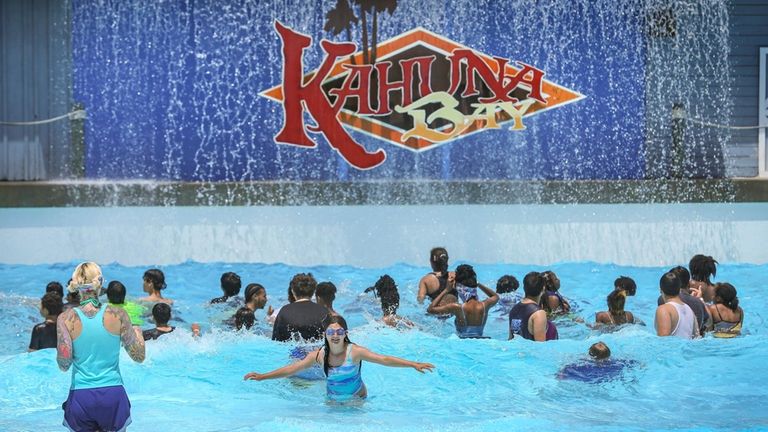 Visitors to the Splish Splash water park in Calverton enjoy the Kahuna Bay...