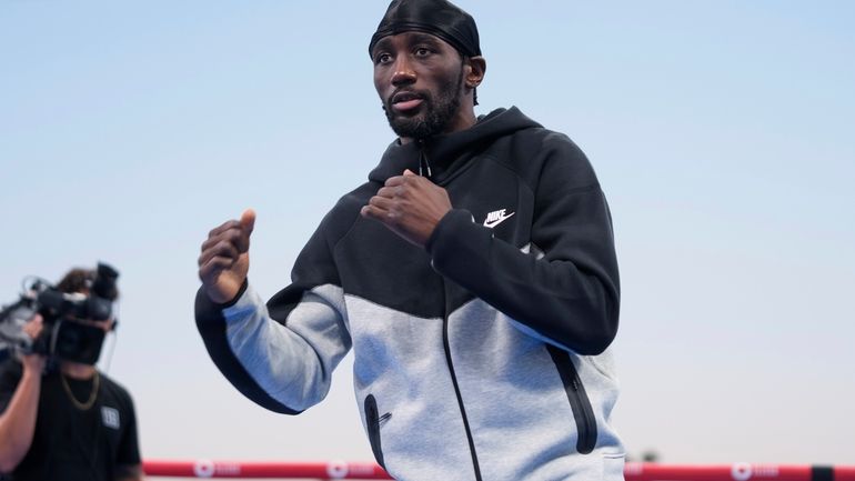 American boxer Terence Crawford conducts a public workout at the...