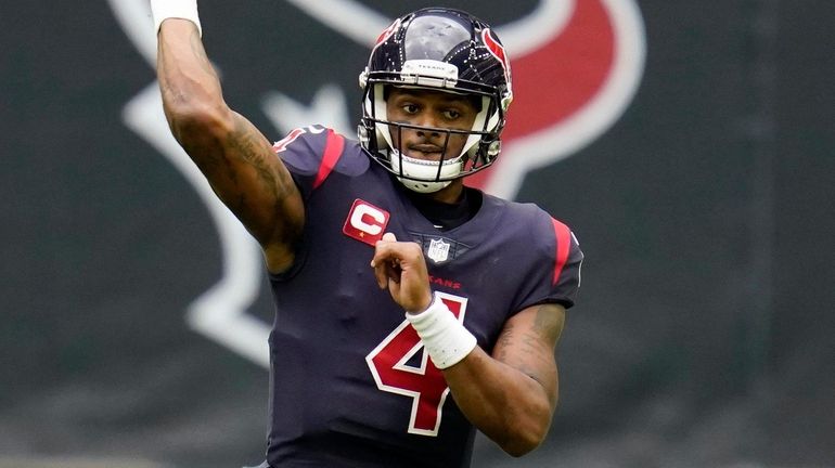 Texans quarterback Deshaun Watson throws a pass during an NFL...