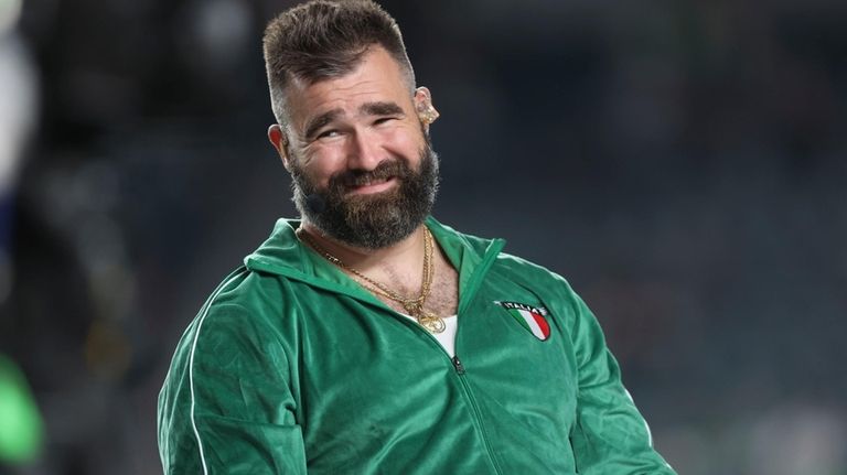 Former Philadelphia Eagles player Jason Kelce sits on the NFL...