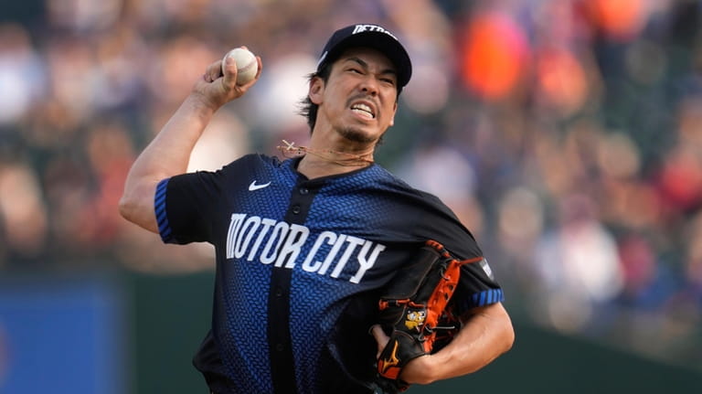 Detroit Tigers pitcher Kenta Maeda throws against the Toronto Blue...