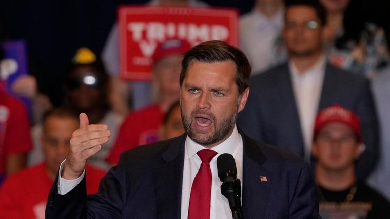 Republican vice presidential nominee Sen. JD Vance, R-Ohio, speaks at...