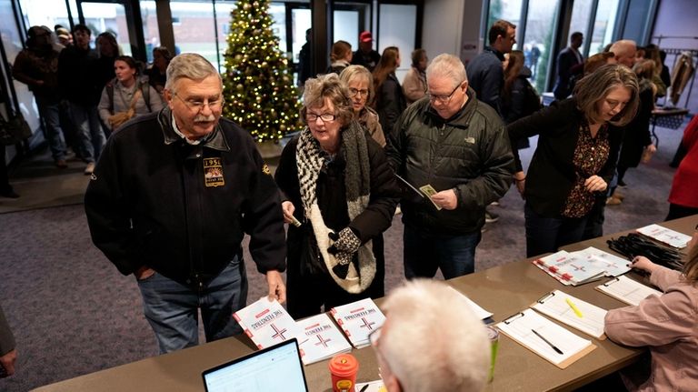 Audience members arrive at U.S. Rep. Randy Feenstra's, R-Iowa, Faith...